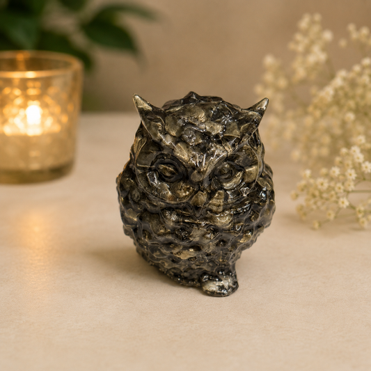 Pyrite Owl – Crystal Vastu & Feng Shui Owl for Wisdom, Wealth & Positive Energy