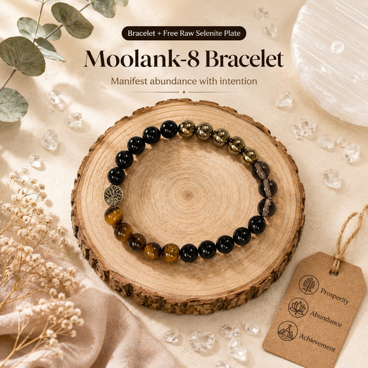 Moolank 8 Saturn Energy Personalized Numerology Crystal Bracelet