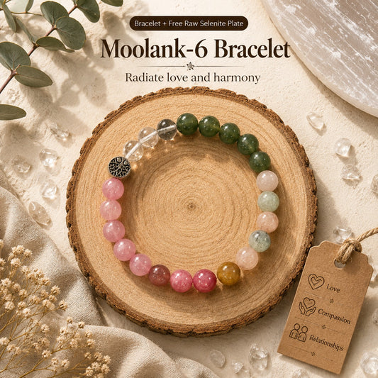Moolank 6 Venus Energy Personalized Numerology Crystal Bracelet