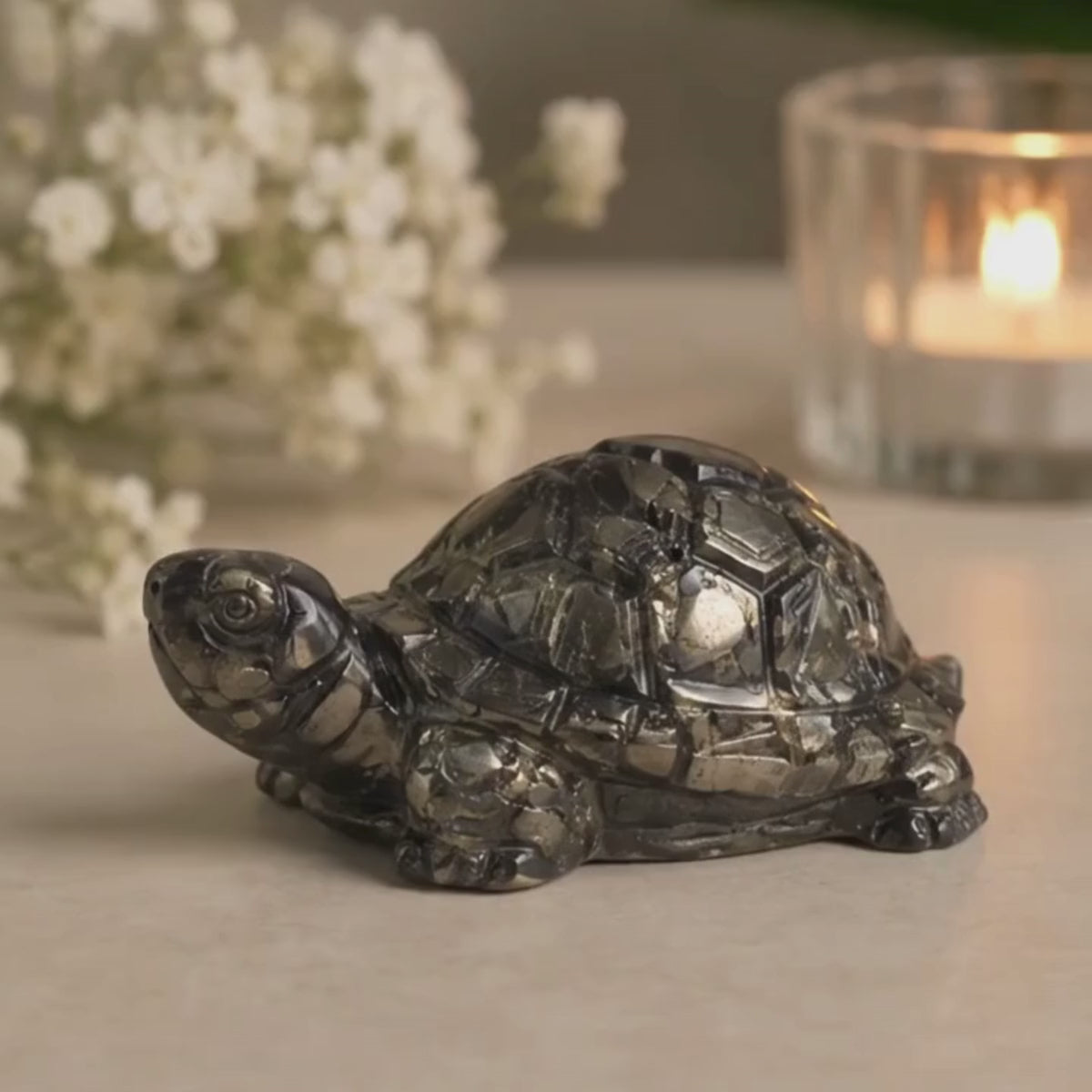 Pyrite Tortoise – Crystal Vastu & Feng Shui Tortoise for Wealth, Stability & Protection